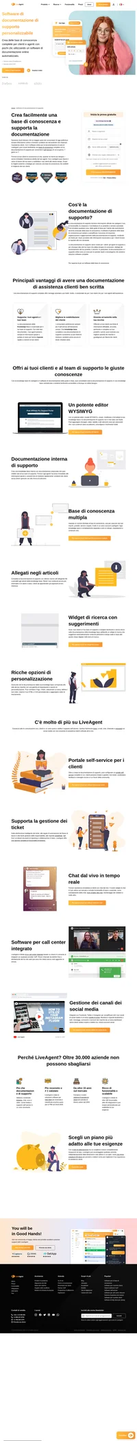 Con il software di documentazione di supporto di LiveAgent, puoi creare facilmente una knowledge base completa con documentazione di supporto per abilitare il self-service.
