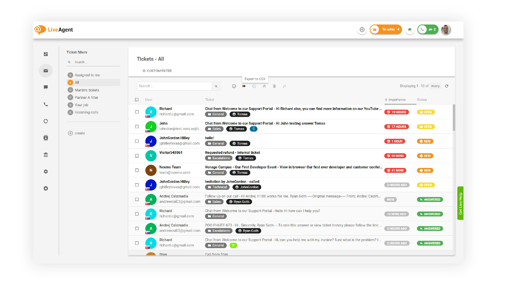 Posta-in-arrivo-universale-funzionalità-LiveAgent