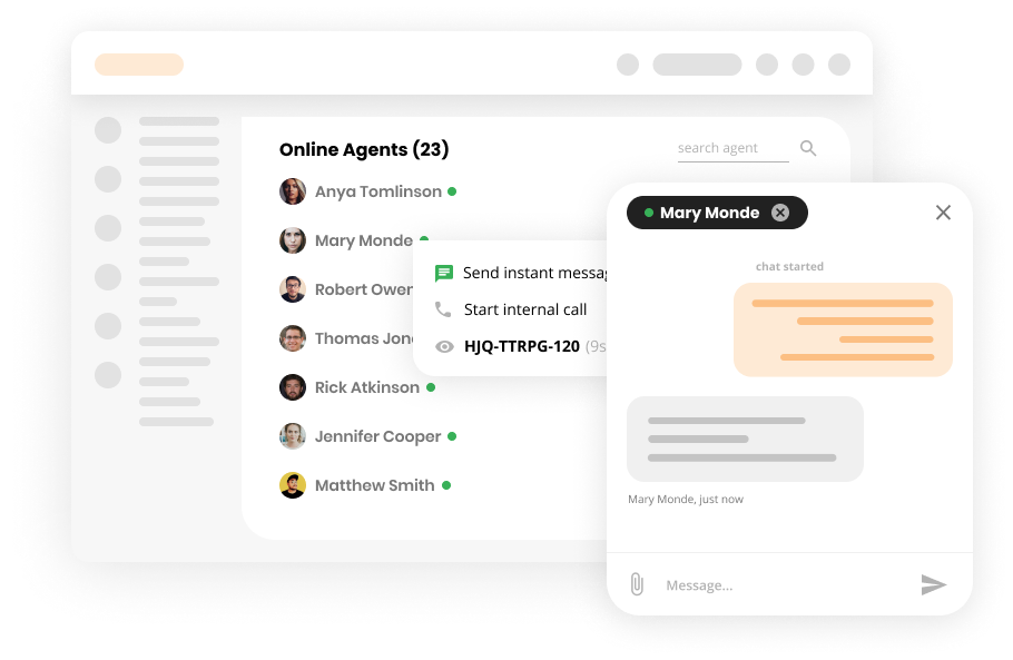 Chat interna nel software del servizio Clienti - LiveAgent
