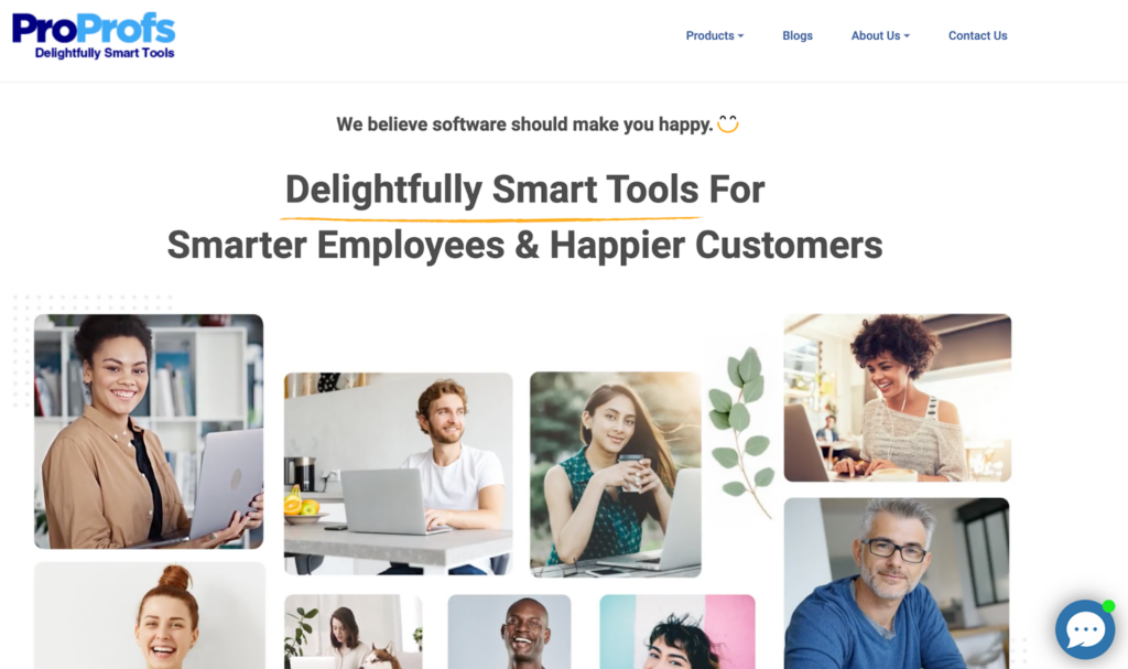 ProProfs software homepage, demonstrating its viability as a Freshdesk competitor
