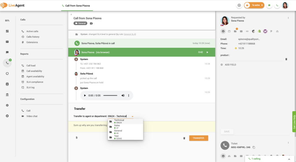 trasferimento di chiamata partecipare