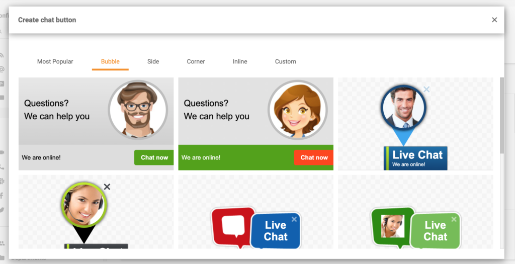 Pulsanti chat LiveAgent