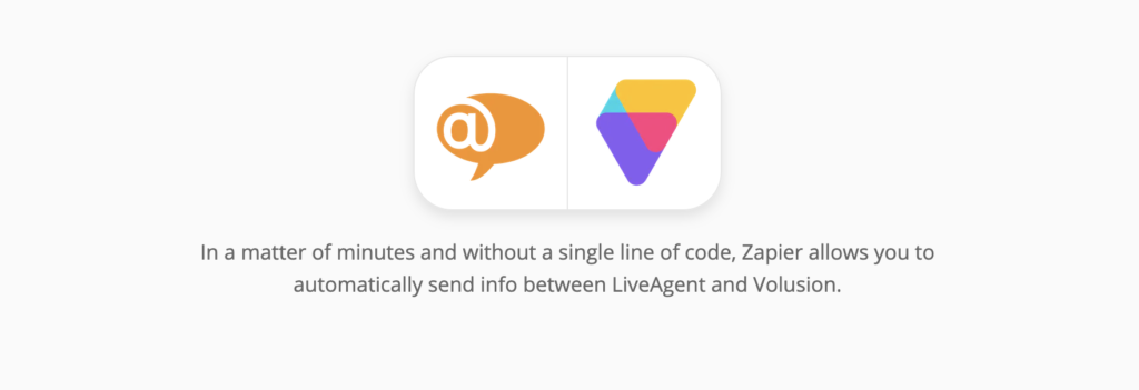 Integrazione di LiveAgent e Volusion su Zapier
