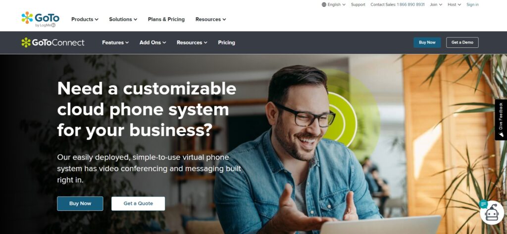 Homepage di GoToConnect 