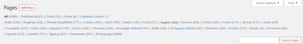 WP languages example