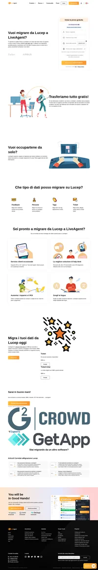 Stai pensando di migrare i tuoi dati da Lucep a una soluzione diversa? Dai un'occhiata a LiveAgent e guarda i vantaggi. Inizia il tuo periodo di prova gratuito oggi.