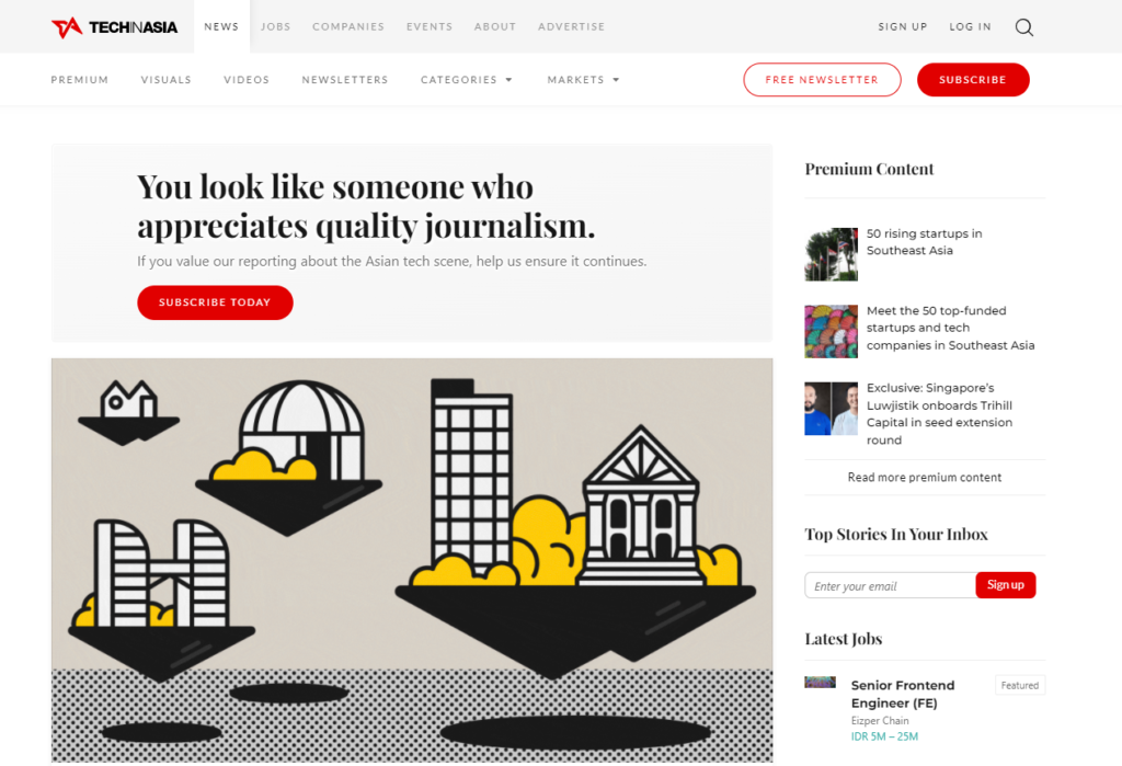 Tech In Asia homepage