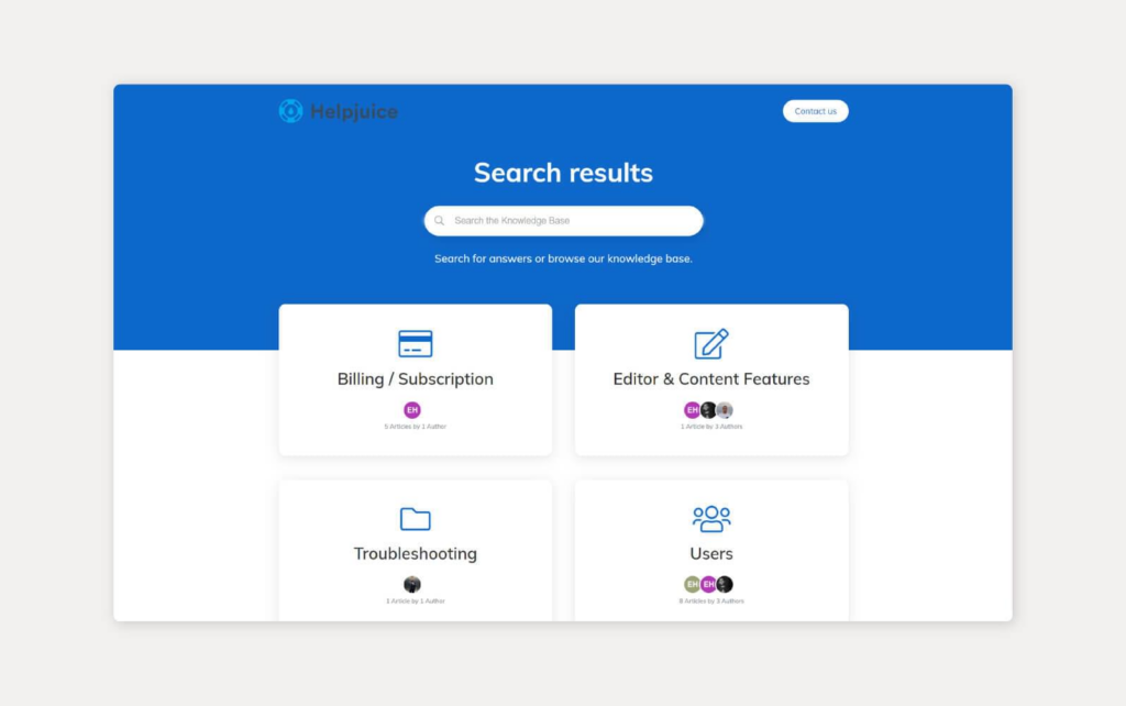 Sistema di base di conoscenza HelpJuice in uso