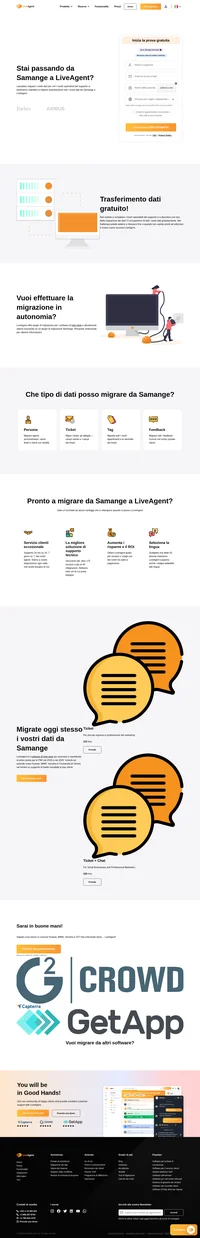 State cercando di migrare i vostri dati da Samange verso una soluzione diversa? Date un'occhiata a LiveAgent e vedete i vantaggi. Inizia oggi stesso la tua prova gratuita.
