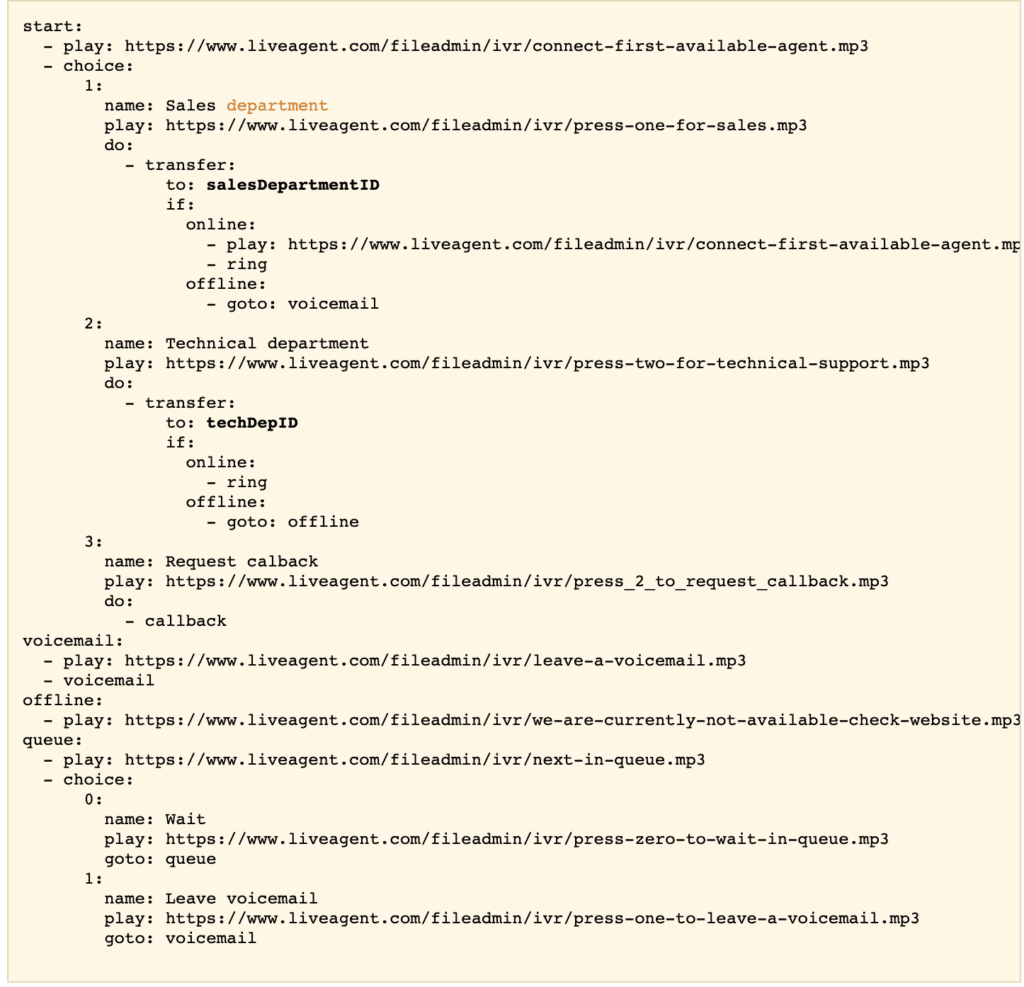 Esempio di script avanzato IVR