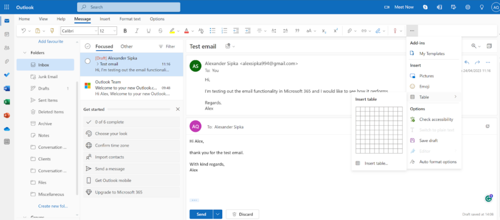 Microsoft365 - possibilità di formattazione delle e-mail