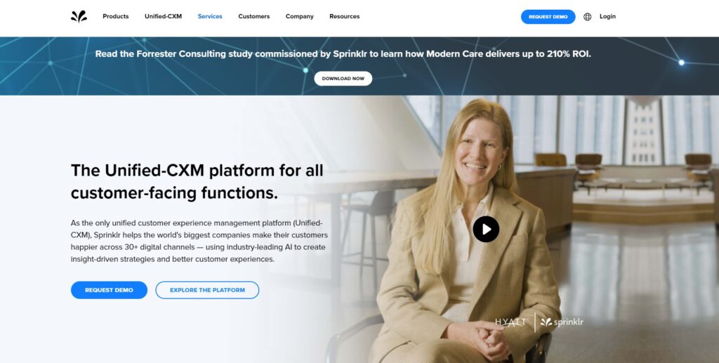 Home Page di Sprinklr 