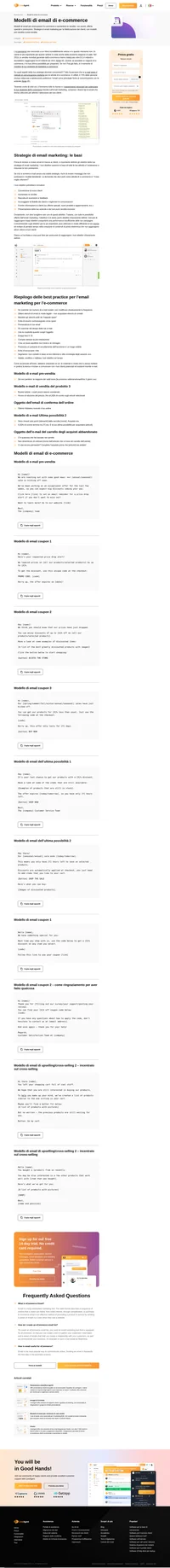 Modelli di email e-commerce coinvolgenti per tutte le occasioni come la prevendita, up-selling, cross-selling, coupon, carrelli abbandonati e altro ancora.