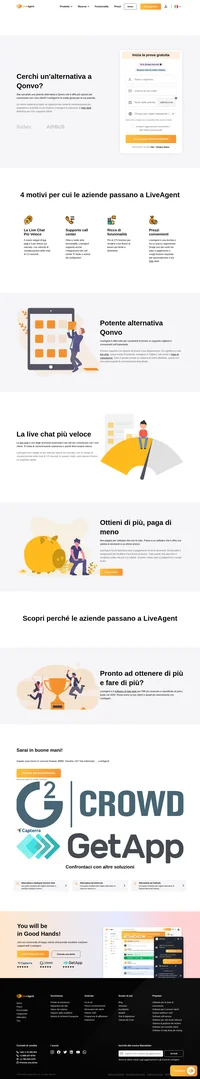 Liveagent è una potente alternativa a Qonvo che offre più opzioni per l'assistenza clienti. Un ottimo sistema di ticket, la copertura dei più importanti canali di comunicazione e la facilità d'uso fanno di LiveAgent la soluzione definitiva per l'help desk. Liveagent ha tre fantastici piani a pagamento ricchi di strumenti, funzionalità e integrazioni per semplificare il tuo flusso di lavoro.