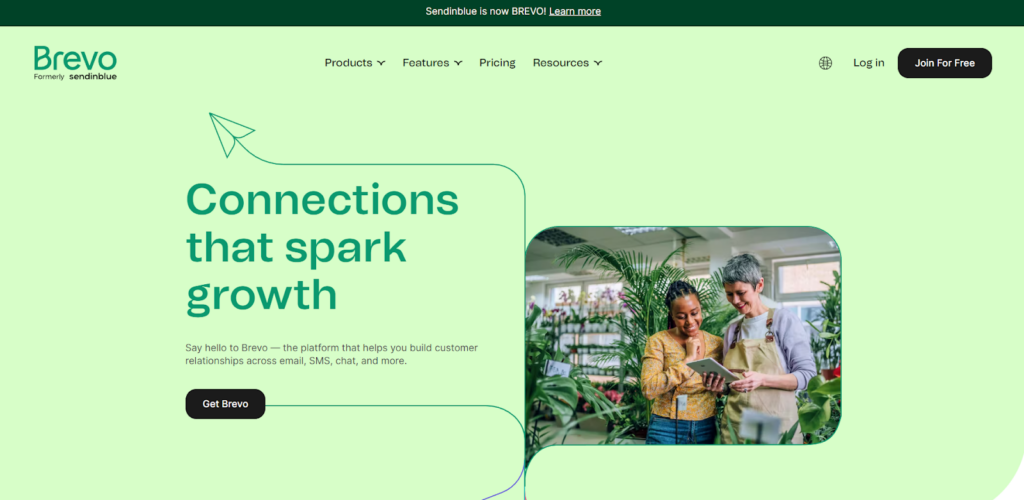 Home page di Brevo, software di gestione delle e-mail con funzionalità di marketing