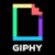 giphy logo colorato su sfondo nero