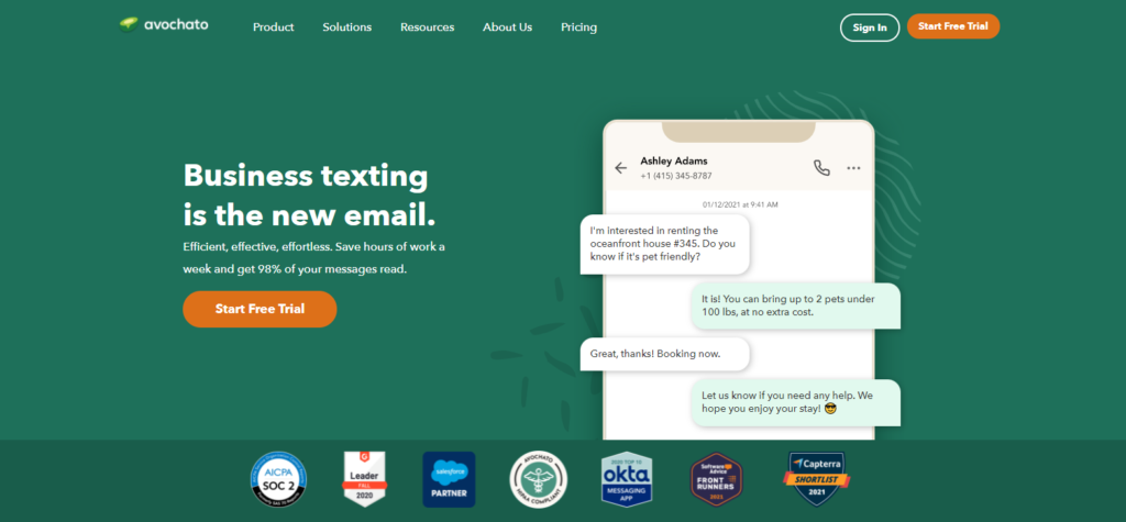 Homepage di Avochato 