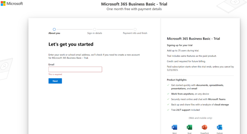 Microsoft365 - processo di registrazione