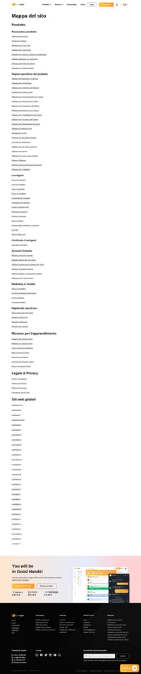 Stai cercando una pagina web specifica sul sito di LiveAgent? Dai un'occhiata alla nostra mappa del sito per trovare rapidamente le informazioni che stai cercando.