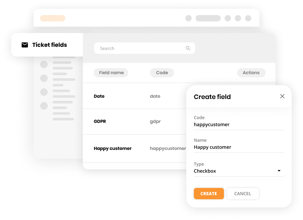 Image of LiveAgent's feature that allows you to create custom ticket fields