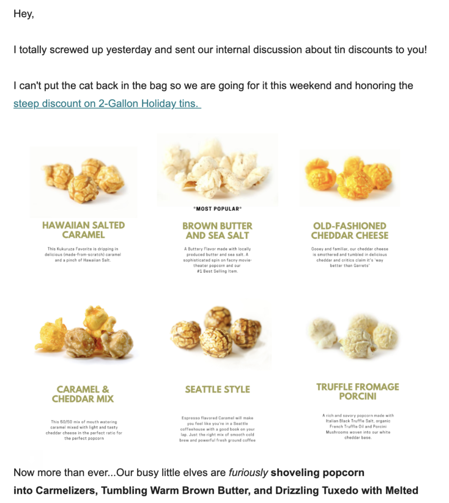 Modello di email di scuse di Kukuruza