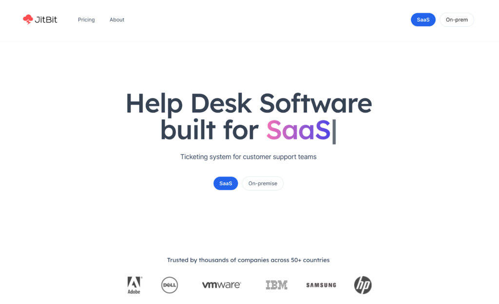 Homepage del software di ticketing Jitbit