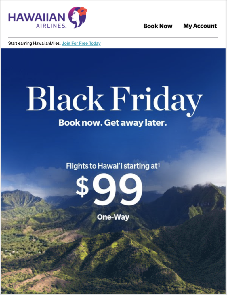 Black friday di Hawaiian Airlines
