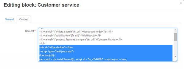 integrazione di cs-cart LiveAgent