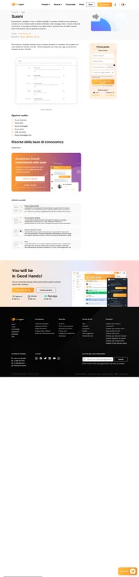 Personalizza la tua libreria di suoni e ricevi avvisi personalizzati per nuovi ticket, chiamate, messaggi di chat, connessioni e altro ancora.