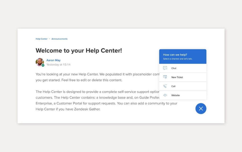 Esempio di soluzione per la base di conoscenza utilizzando Zendesk