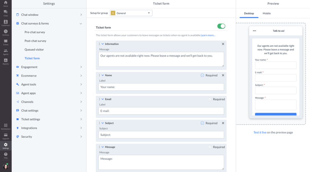 panoramica omnichannel di LiveAgent