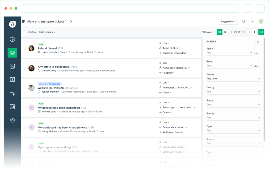 Ticket aperti su FreshDesk