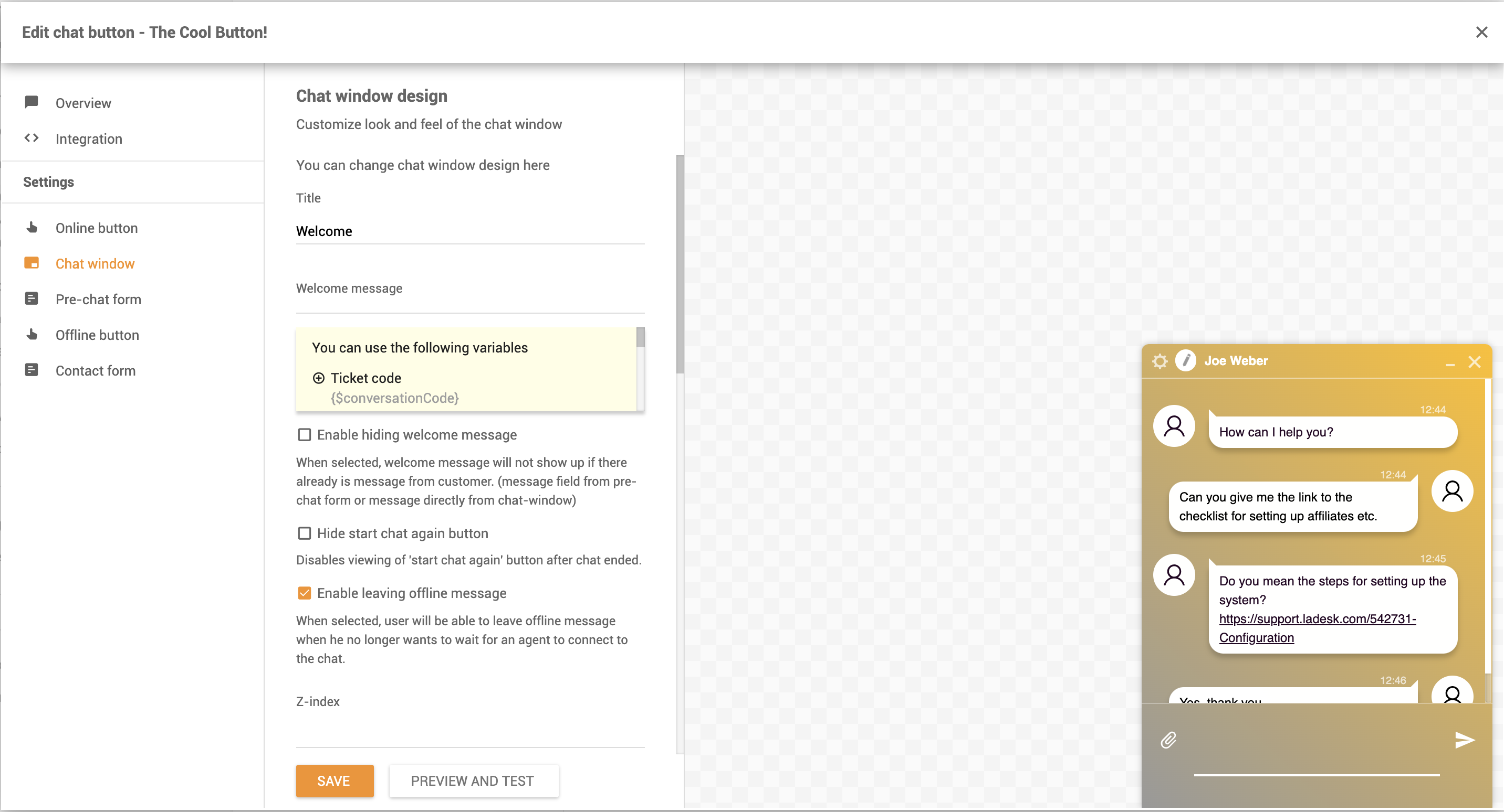 personalizzare la finestra di chat - LiveAgent
