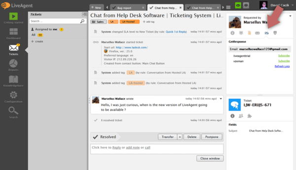 Integrazione di GetResponse con LiveAgent