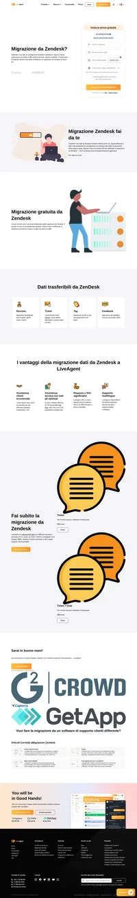 Inizia subito la migrazione dei dati da Zendesk cliccando su un semplice slider di attivazione. Tutti i ticket e i dati degli agenti verranno trasferiti su LiveAgent in totale sicurezza.