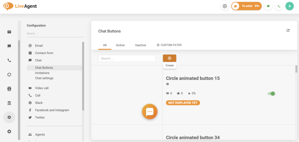 LiveAgent's chat section